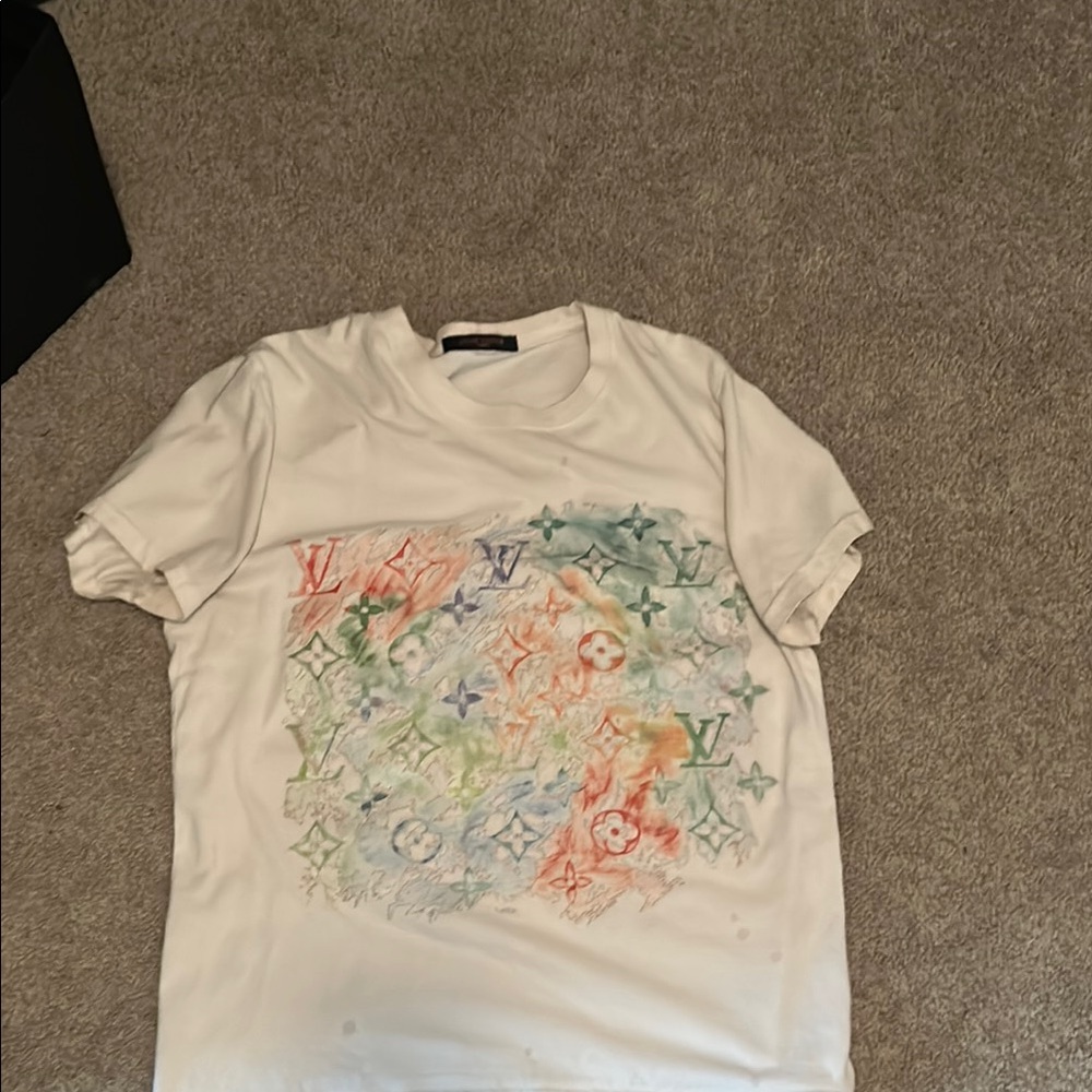 Louis Vuitton White Tee with Colorful Logo Design